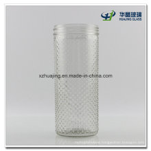 650ml Tall Cylinder Spot Embossed Glass Jars